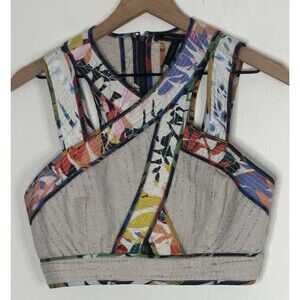 BCBG MAXAZRIA Alisa Strappy Tank Crop Top Medium Resort Wear Colorful Stonecomb